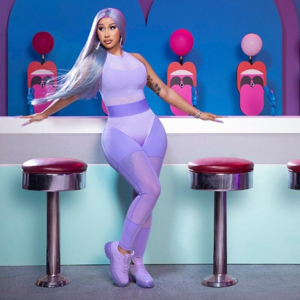 Reebok X Cardi B Club C Women's Tennis Shoe Athletic Sneaker Purple Trainer #632 - Picture 3 of 10